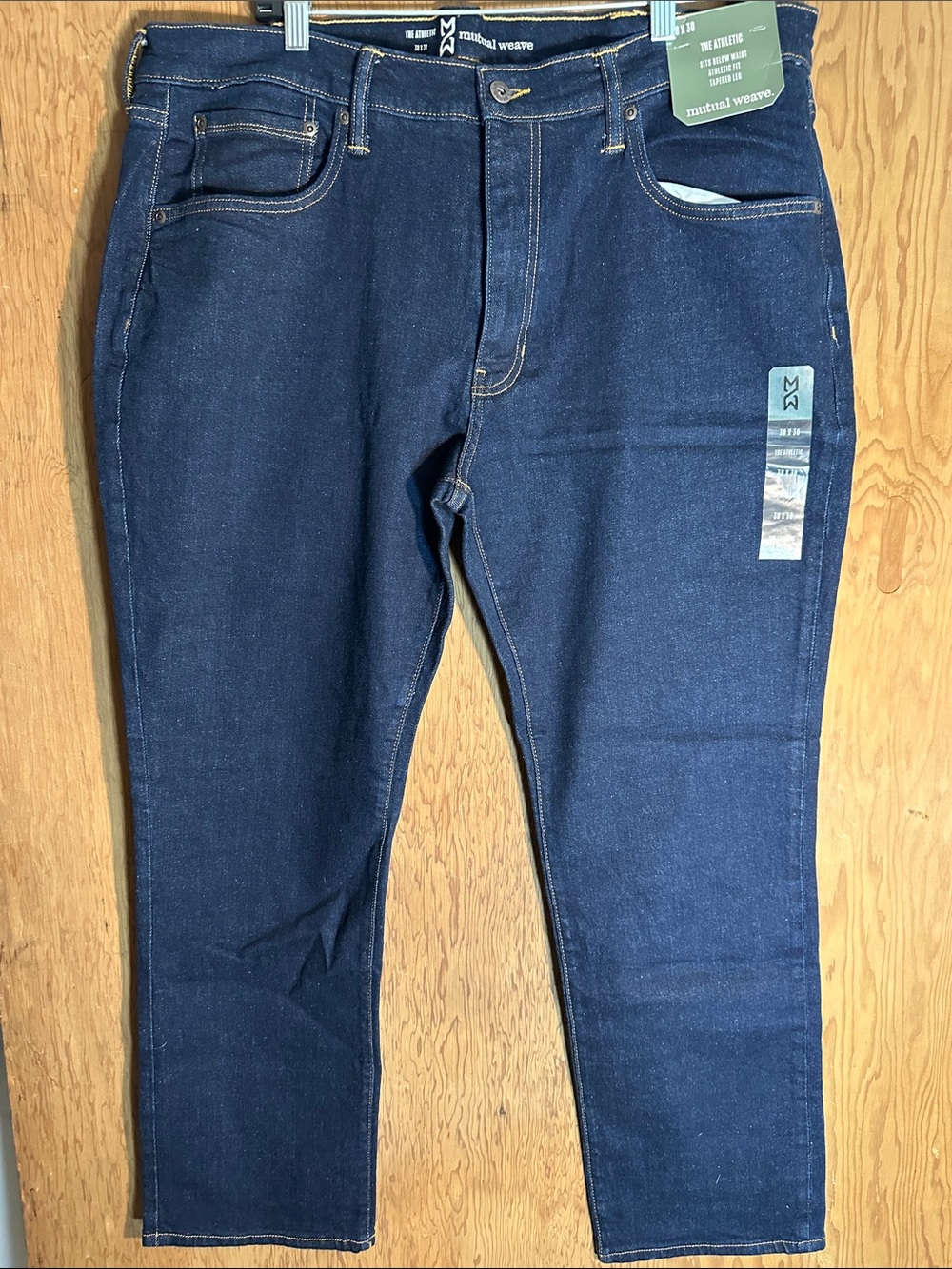 Men's Slim Straight Jeans in Dark Blue by Merchant Weave